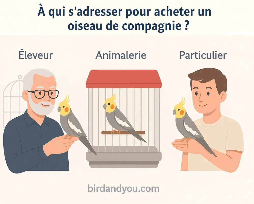 3 choix pour acheter un oiseaux: éleveur, particulier et animalerie 